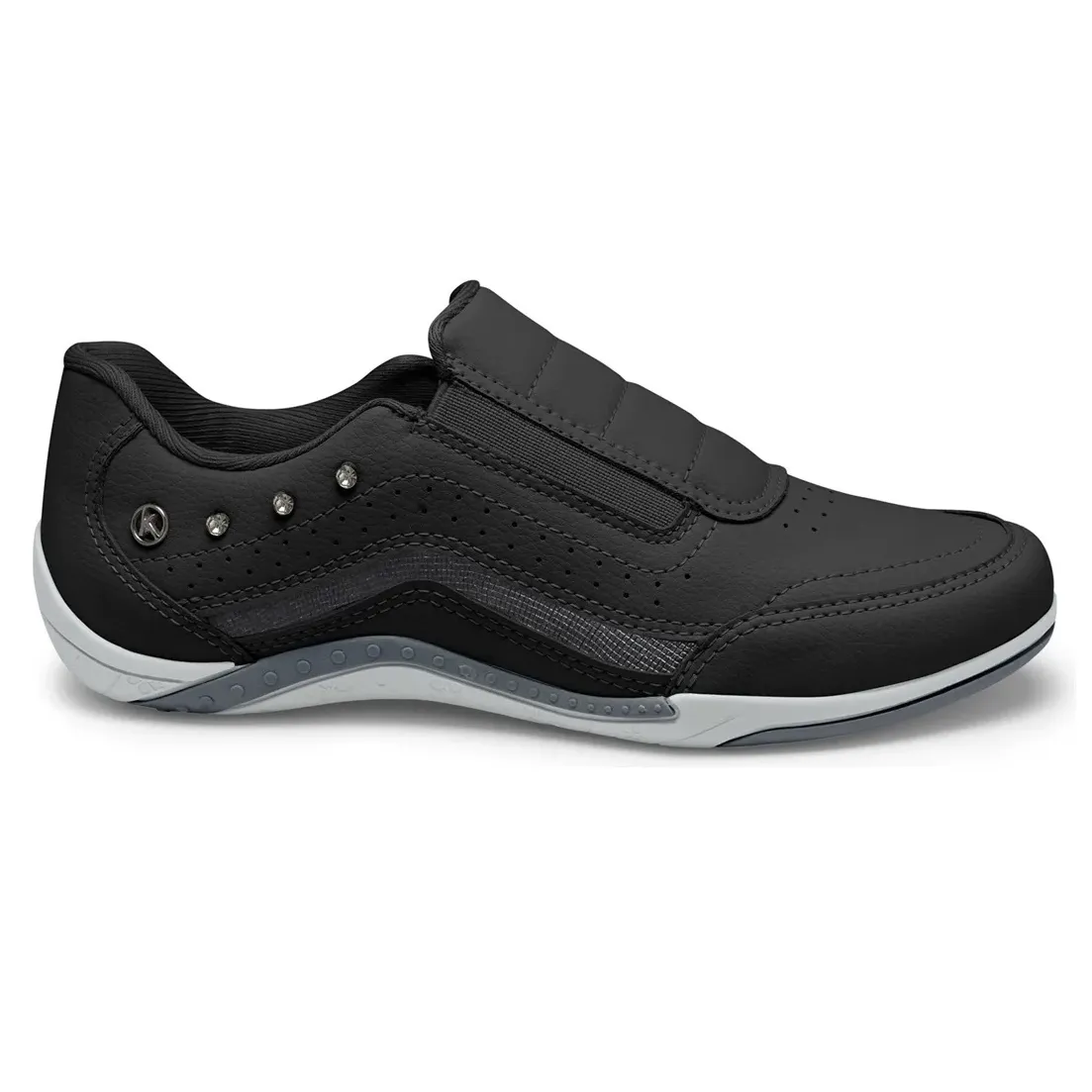 Tênis casual feminino Kolosh Century preto vista lateral direita
